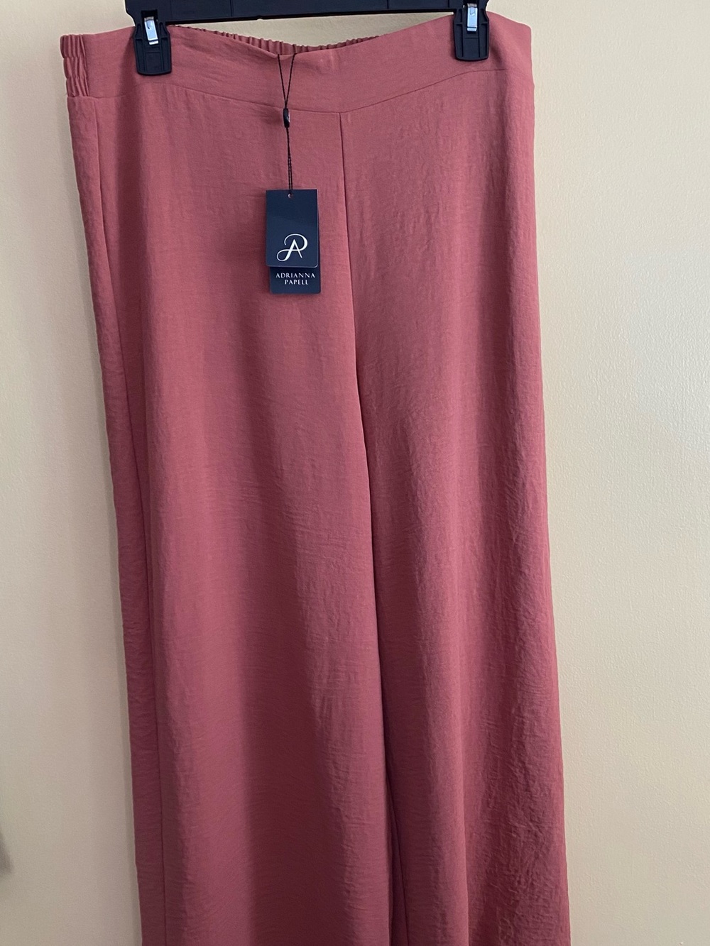 Adrianna Papell Rose Wide-Leg Draped Pants, Elastic Waistband, Flat Front